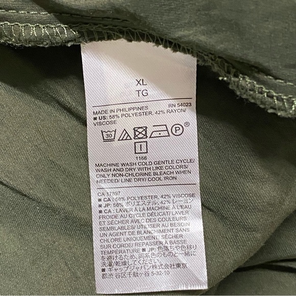 Banana Republic Shiny Twill Faux Wrap Midi Dress in Dark Umber Green XL - Picture 5 of 6